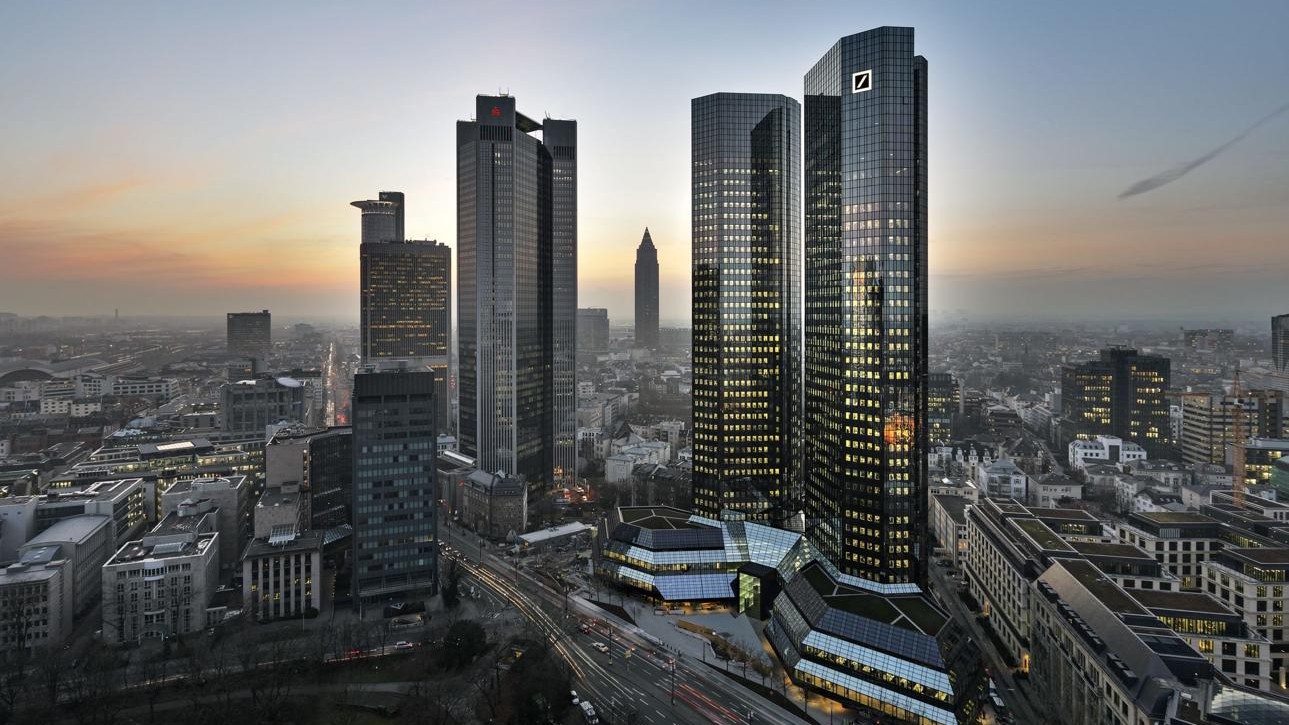 Deutsche Bank twin towers in Frankfurt am Main.